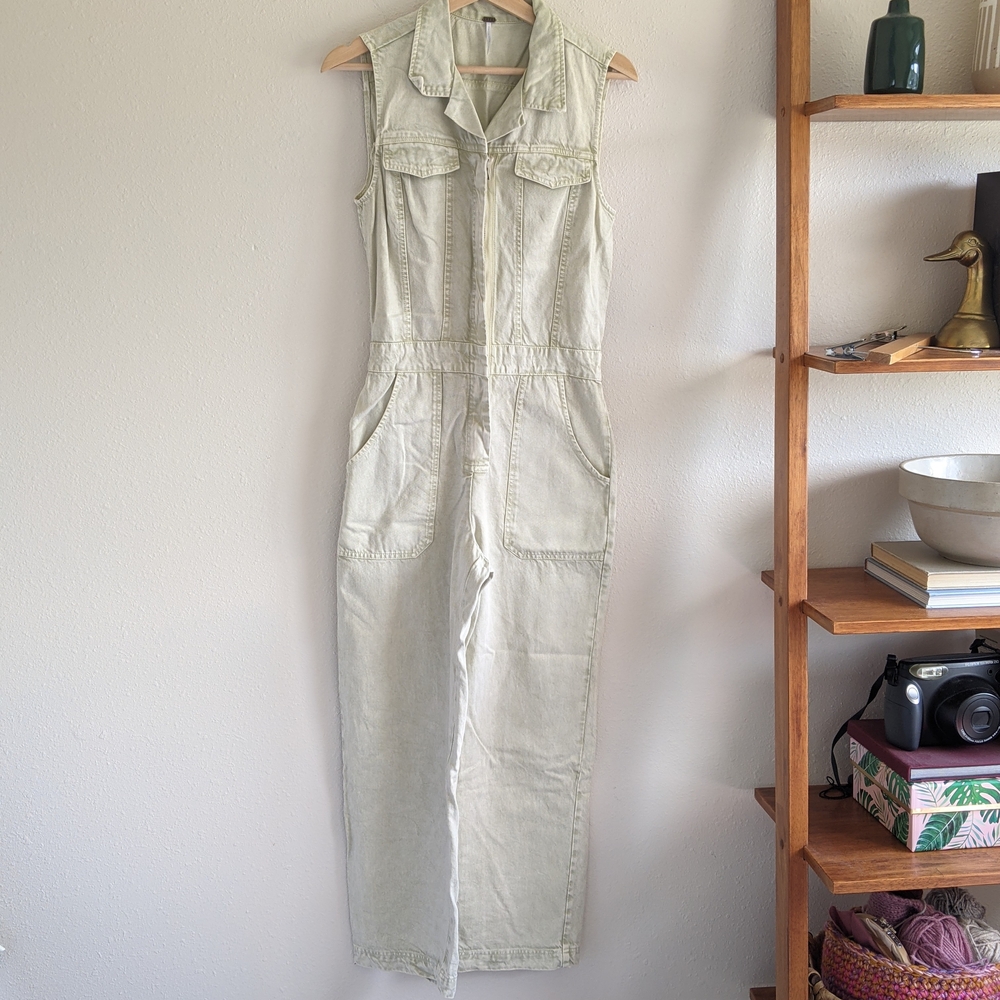 YFB Young Fabulous & Broke x REVOLVE Trucker Jumpsuit - Pale Green Sz S